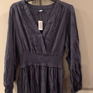 Old Navy Blue A-line Dress with Bishop Sleeves